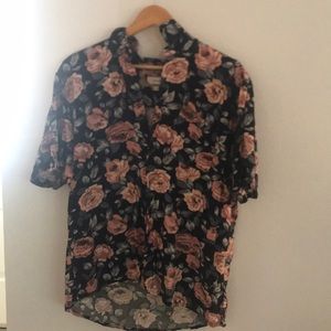 Black Floral Buttondown